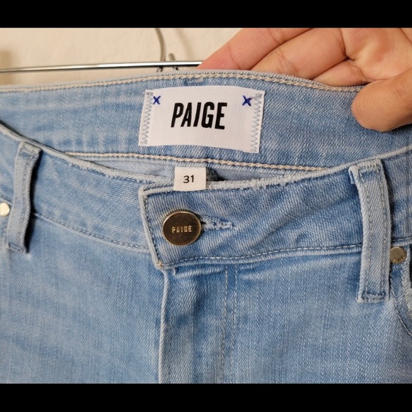 PAIGE Verudgo Ankle Raw Hem Washed Blue Jeans Size 31 - Picture 4 of 11